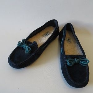 UGG MEENA BLUE SUEDE DRIVING MOCCASIN LOAFERS SZ 7
